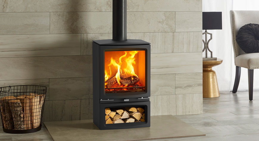 stovax vogue medium woodburning stove with optional midline base