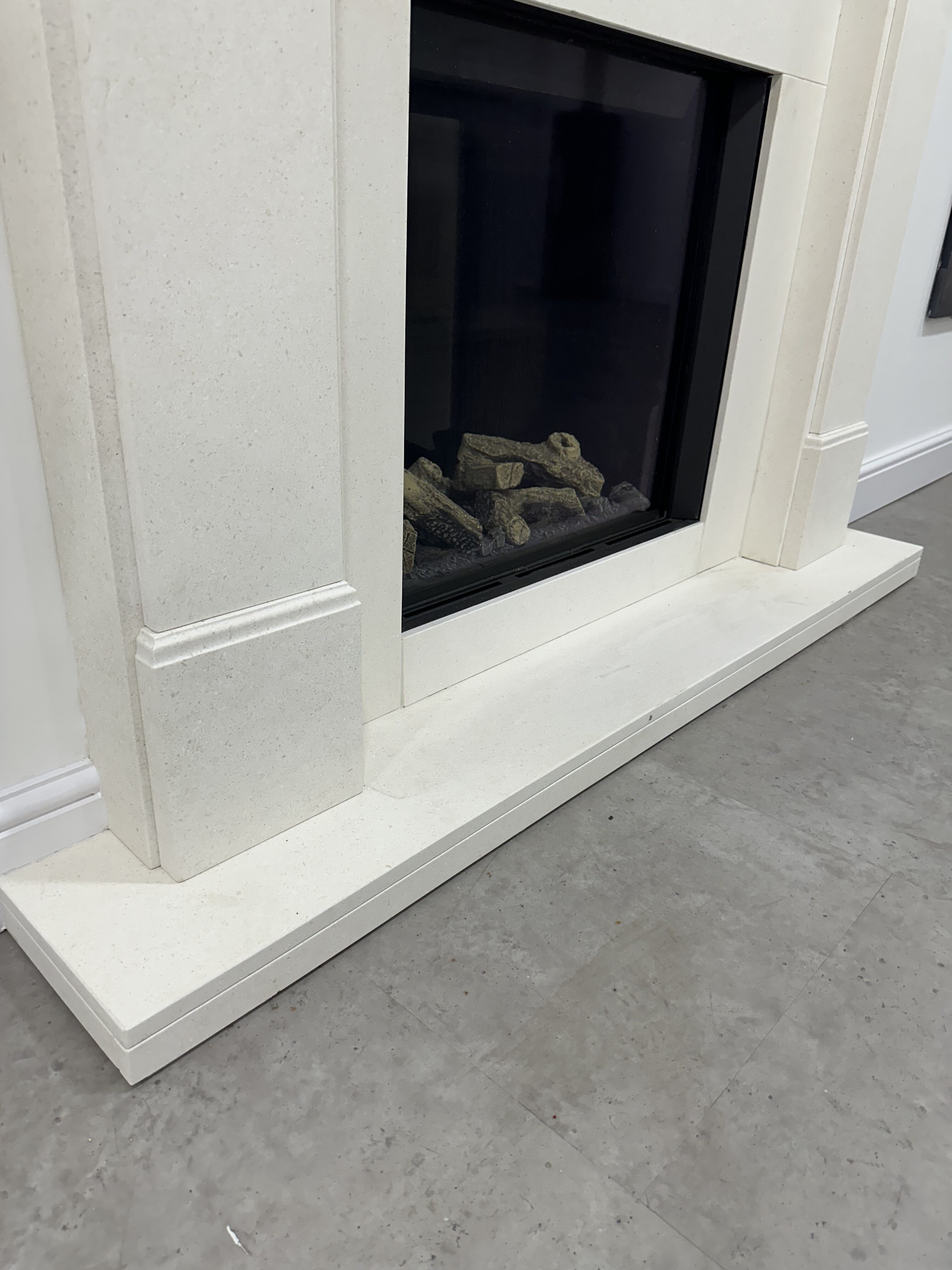 Ivory white limestone hearth Yorkshire Stoves & Fireplaces
